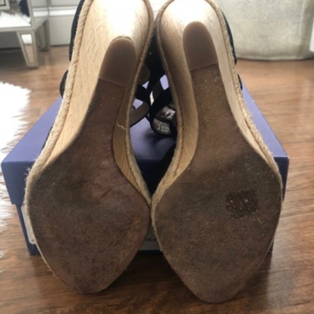 Aquazzura Belgravia Wedge Sandals 40 (US 10) | Black Lace-Up Espadrille Heels - Picture 6 of 7